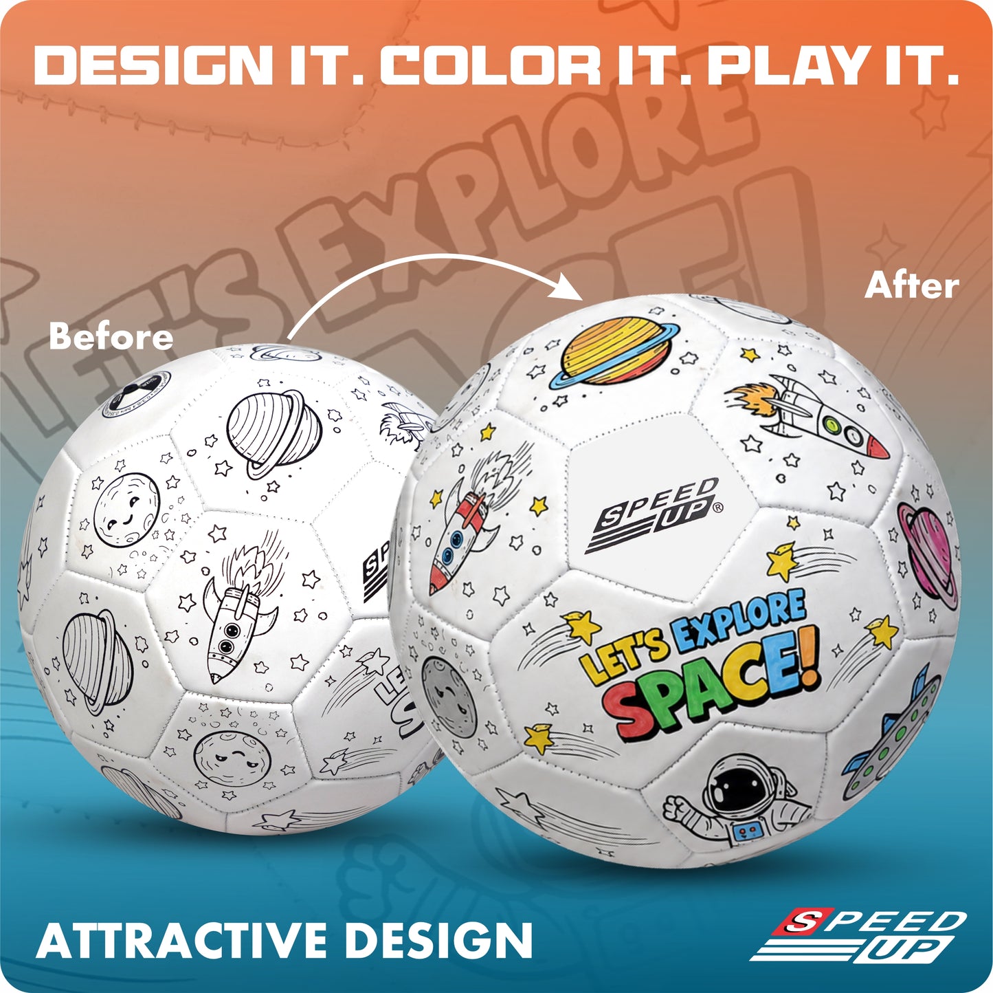 Tango – Color Your Own Football LETS EXPLORE THE SPACE (Official Size 5)