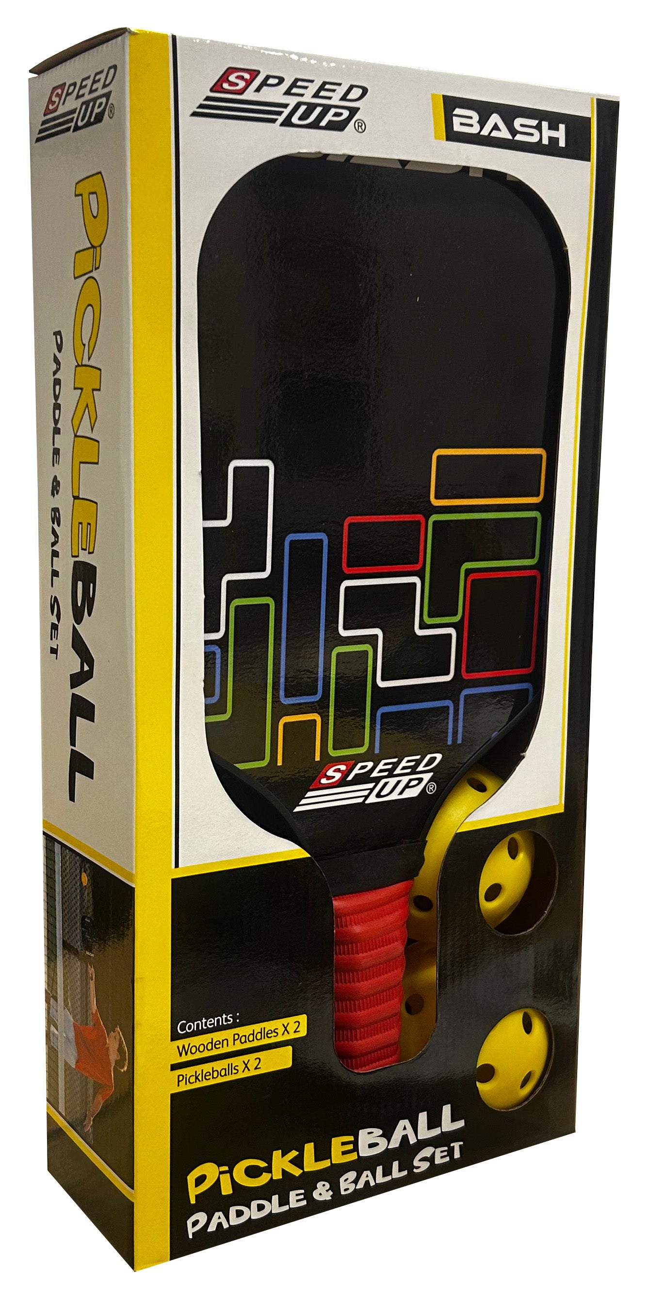Speed Up Square Wooden Pickleball Paddle and Ball Set