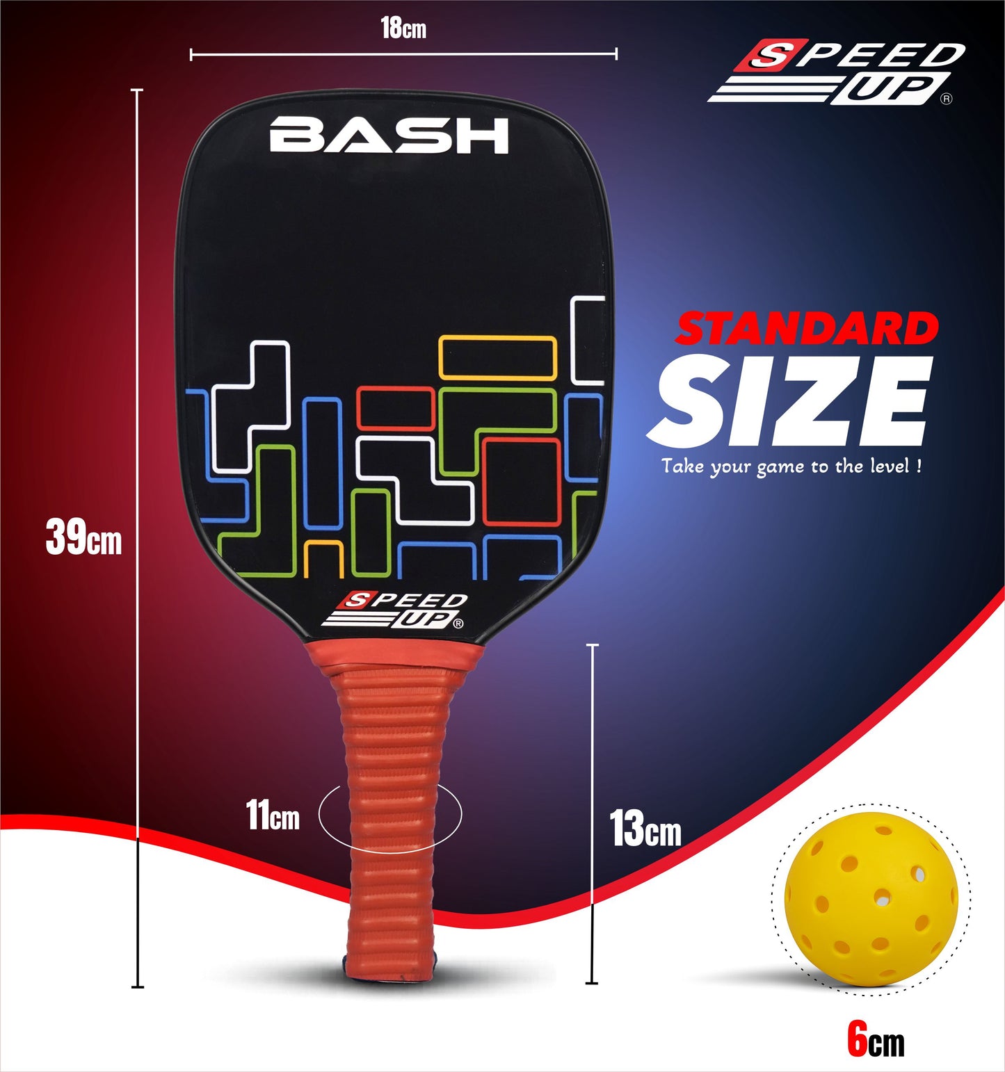 Speed Up Square Wooden Pickleball Paddle and Ball Set