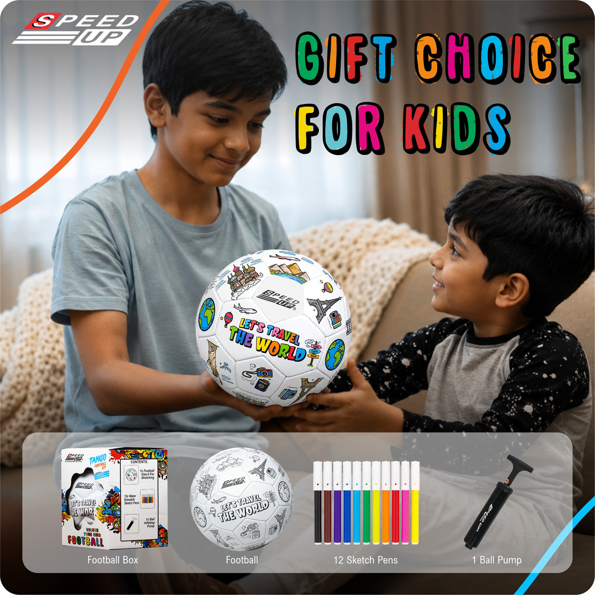 Tango – Color Your Own Football LET'S TRAVEL THE WORLD (Official Size 5)