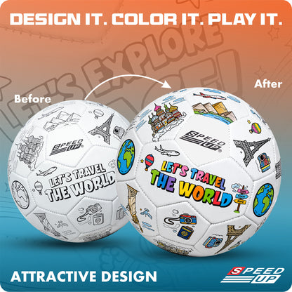Tango – Color Your Own Football LET'S TRAVEL THE WORLD (Official Size 5)