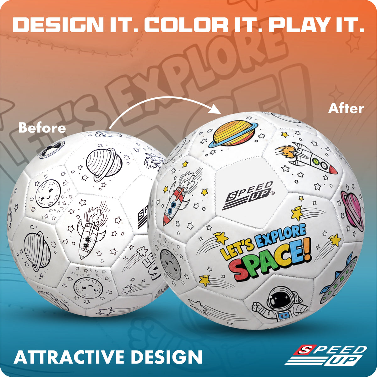 Tango – Color Your Own Football LETS EXPLORE THE SPACE (Official Size 5)