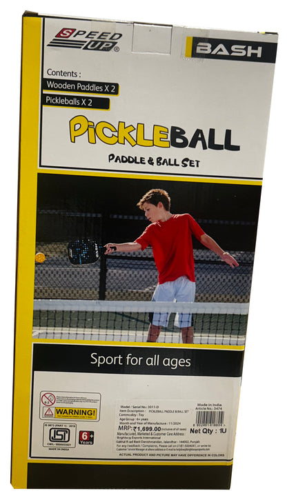 Speed Up Square Wooden Pickleball Paddle and Ball Set