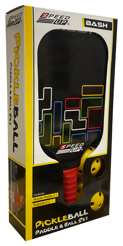 Speed Up Square Wooden Pickleball Paddle and Ball Set